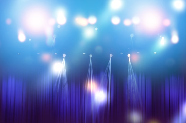 verschwommene Lichter auf der Bühne, abstraktes Bild der Konzertbeleuchtung