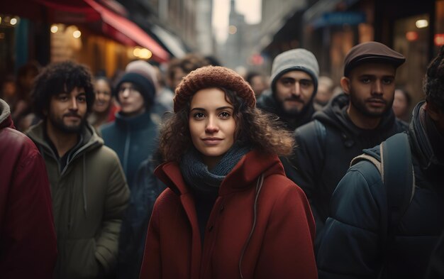 Verschwommene Menschenmenge unerkennbarer Menschen auf der Straße Verschwommenheit der Bewegung von Menschen, die auf der Straße laufen