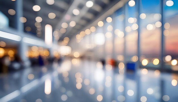 Foto verschwommener flughafen-hintergrund-banner im innenraum