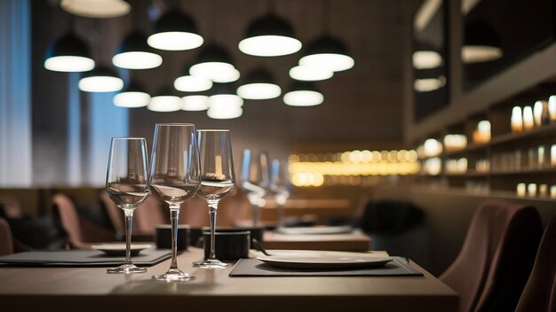 Foto verschwommener hintergrund im inneren des restaurants und details im verschwommenen bokeh-hintergrundkonzept