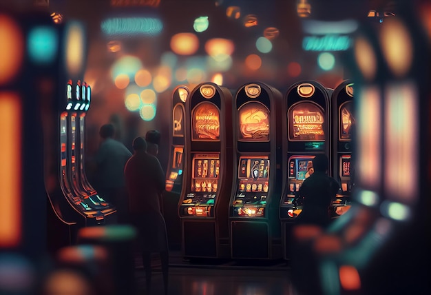 Verschwommenes Bild von Spielautomaten in der Casino-KI