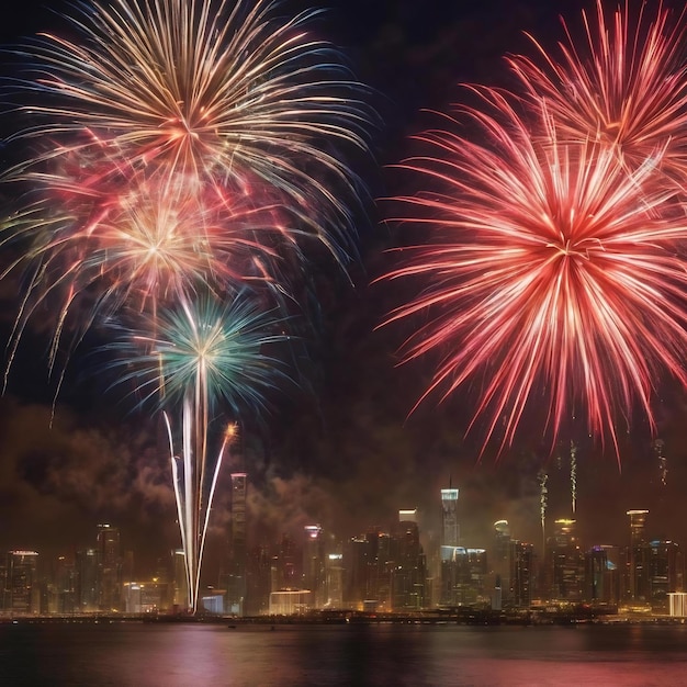 Verschwommenes Feuerwerk am Silvesterabend