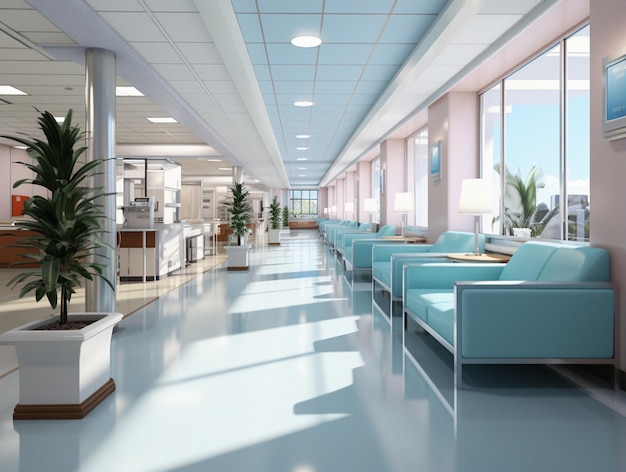 Verschwommenes Innere des Krankenhauses Abstract Medizinische KI generiert