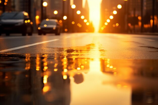 Foto verschwommenes licht auf einer straße in der stadt mit bokeh-abstraktem hintergrund