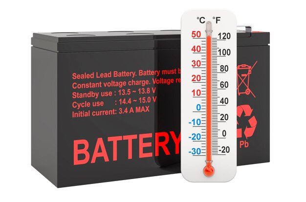 Versiegelte USV-Batterie mit Thermometer 3D-Rendering