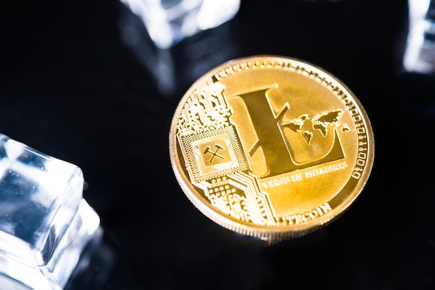 Versión física del dinero virtual de oro Litecoin para pagar por Internet