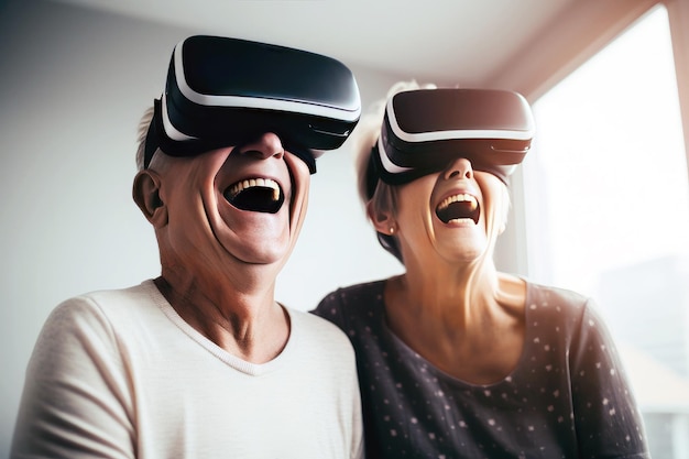 Verspielte VR-Erkundung eines verheirateten älteren Paares zu Hause