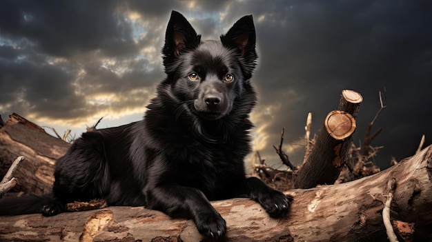 Verspielter Schipperke-Welpe, der die freie Natur erkundet