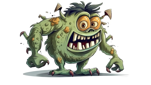 Verspieltes Cartoon-Monster mit schelmischem Grinsen