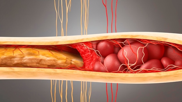 Verstopfung der Arterien durch Cholesterinplaques Arterie mit behindertem Blutfluss durch Cholesterin Generative AI