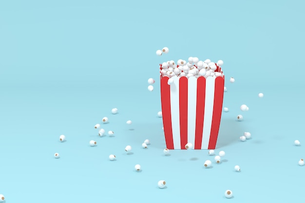 Verstreutes Popcorn süßes Essen 3D-Rendering