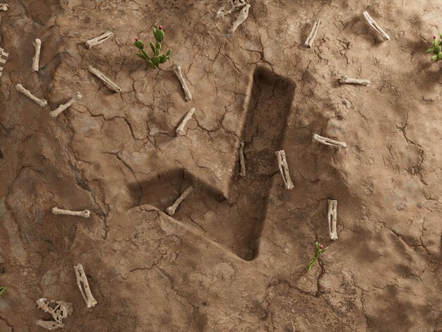 Vert Check Aprobado Crypto Ground Hole Dry Fossil Dead Excavación Ilustración 3D