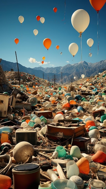 Un vertedero con montañas de basura y fondos de pantalla UHD desechados