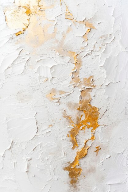 Vertical Pintura de pared decorativa de estucado de pared desordenado blanco y dorado