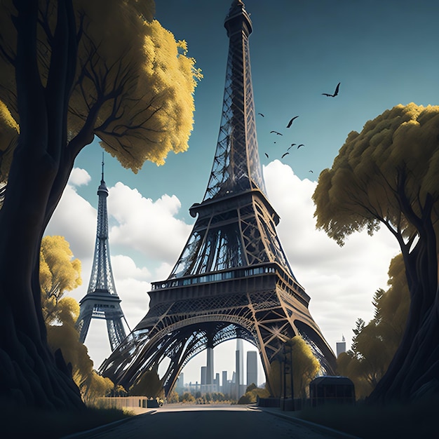 Vertikale Aufnahme des wunderschönen Eiffelturms, aufgenommen in Paris, Frankreich