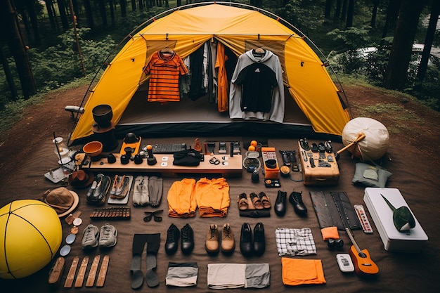 Foto vertikale aufnahme eines campingzeltes in der nähe von bäumen in der nacht