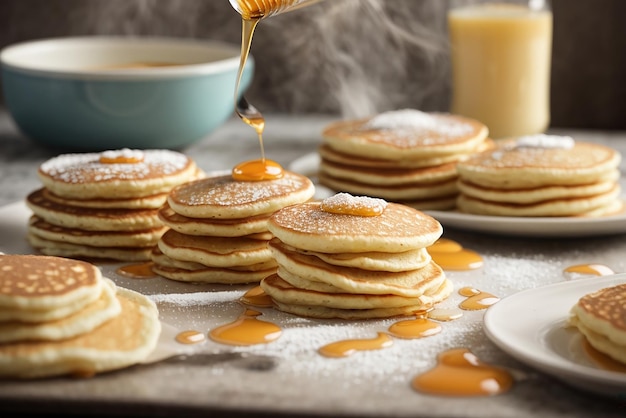 Vertikale Aufnahme köstlicher veganer Tofu-Pfannkuchen mit bunten Früchten