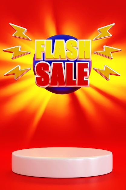 Vertikale Flash-Sale-Plakat- oder Banner-Vorlage für Werbung auf Websites und Social Media 3D-Rendering