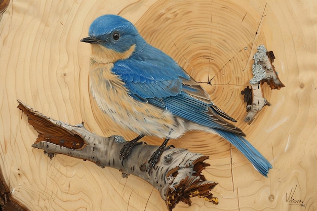 Vertikale Nahaufnahme eines Bergblaubirds auf einem Zweig