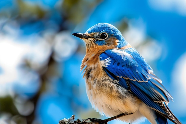 Foto vertikale nahaufnahme eines bergblaubirds auf einem zweig