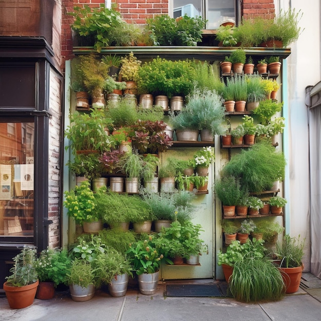 Vertikaler Garten an einer belebten Straße