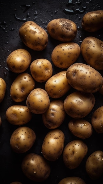 Vertikaler Hintergrund mit frischem Bio-Kartoffelgemüse