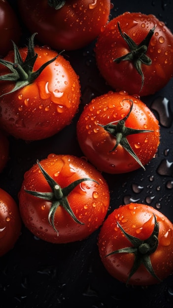 Vertikaler Hintergrund mit frischem Bio-Tomatengemüse