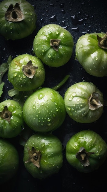 Vertikaler Hintergrund mit frischem Bio-Tomatillo-Gemüse