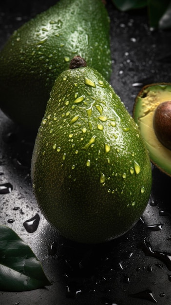 Vertikaler Hintergrund mit frischen Bio-Avocadofrüchten