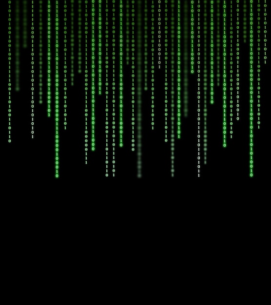 Vertikaler Hintergrund mit Matrix-Binärdigitalziffern unterschiedlicher Länge zum Überlagern Ihrer Fototextur