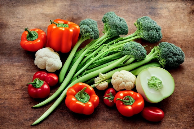 Vertikaler Schuss leckeres frisches leckeres Gemüse 3d illustriert