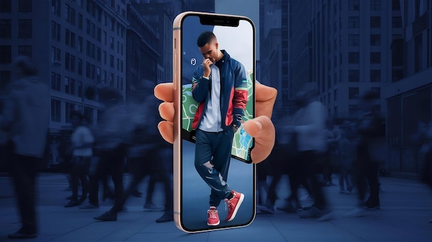 Vertikales Bild eines Mannes, der ein Smartphone hält
