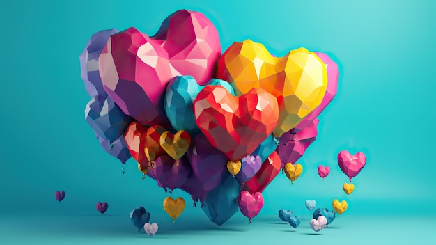 Verträumte herzförmige Luftballons symbolisieren dankbare Liebe romantischen dekorativen Hintergrund