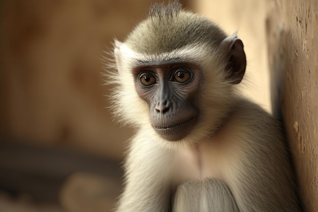 Foto vervet macaco chlorocebus pygerythrus em um pequeno zoológico perto de luxor egito