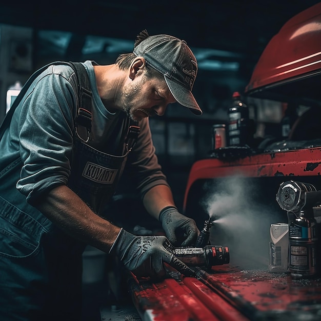 Verwendung von Auto-Mechanik-Aerosol zur Fettentfernung