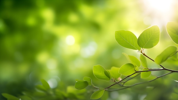 Verwischen Sie grüne Blätter im Wald mit Bokeh-Licht