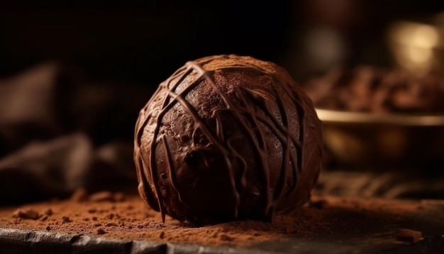 Verwöhnende Schokoladentrüffelkugel, eine von KI generierte Gourmet-Verführung