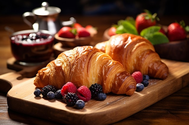 Verwöhnender französischer Viennoiserie-Frühstücksgenuss