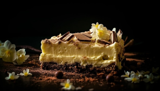 Verwöhnendes Stück dunkler Schokoladen-Fudge-Brownie, generiert von KI