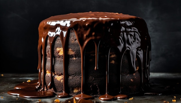 Verwöhnendes Stück hausgemachten Schokoladen-Fudge-Kuchen, generiert von KI