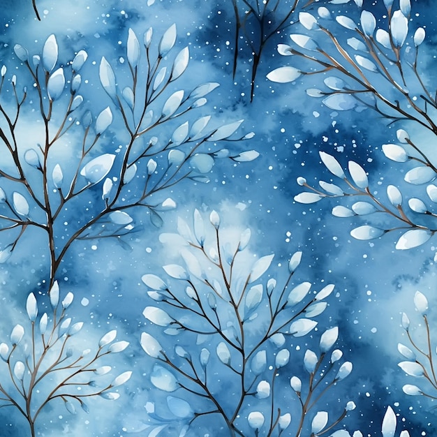 Verzauberte Aquarell-Winterbäume