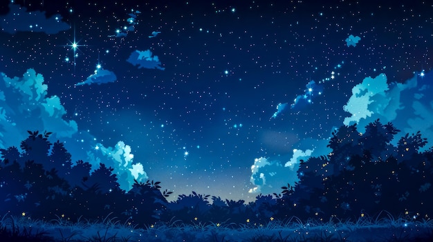 Verzauberte Sternenschein-Nacht-Himmel-Illustration