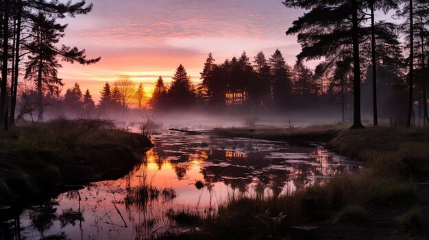 Verzauberte Waldstrahlende Sonnenaufgang Aufnahme