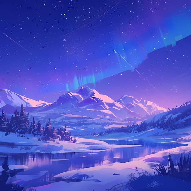 Verzauberte Winterlandschaft mit Aurora Borealis