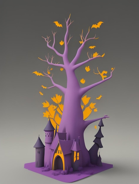 Verzauberter Halloween-Cartoon-Stil, Hexenschloss, gruselige Atmosphäre, kreativer Halloween-Charm