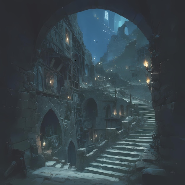 Verzaubertes Dorf Eine mystische Reise die Treppe hinunter