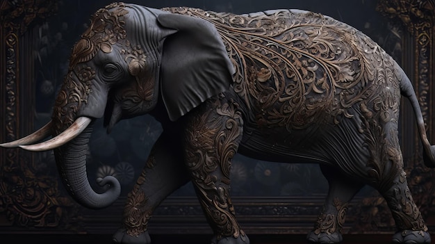 Verzierter Elefant mit Gold