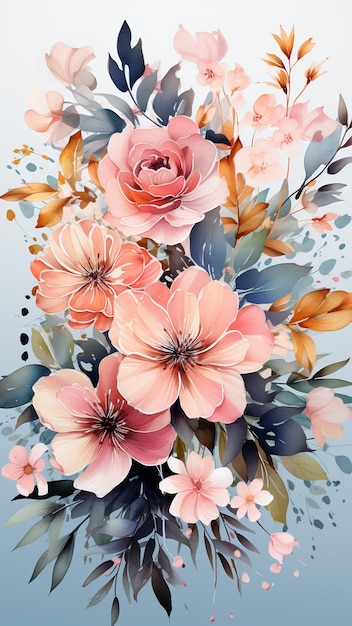 Verzierung, Blumen-, Aquarell, Hochzeitseinladung, Hintergrund