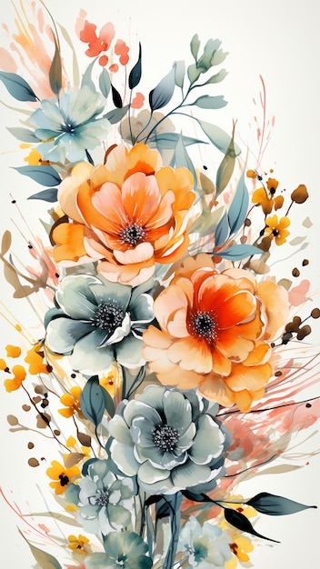 Verzierung, Blumen-, Aquarell, Hochzeitseinladung, Hintergrund