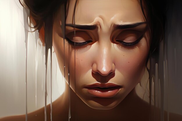Verzweifelte weinende Frau erzeugt Ai